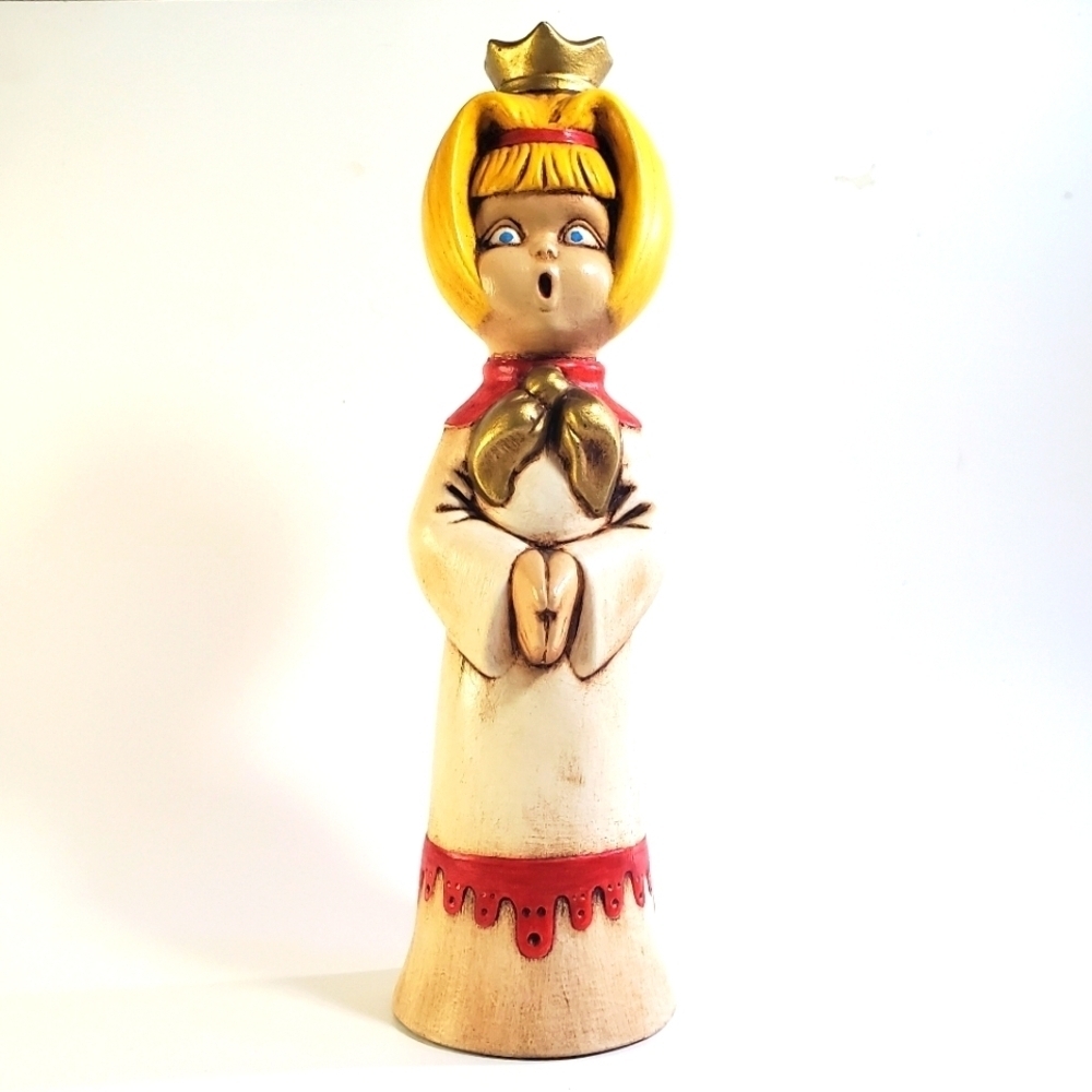 Vintage Ceramic Choir Girl Taper Candle Holder Christmas Figurine, Candlestick